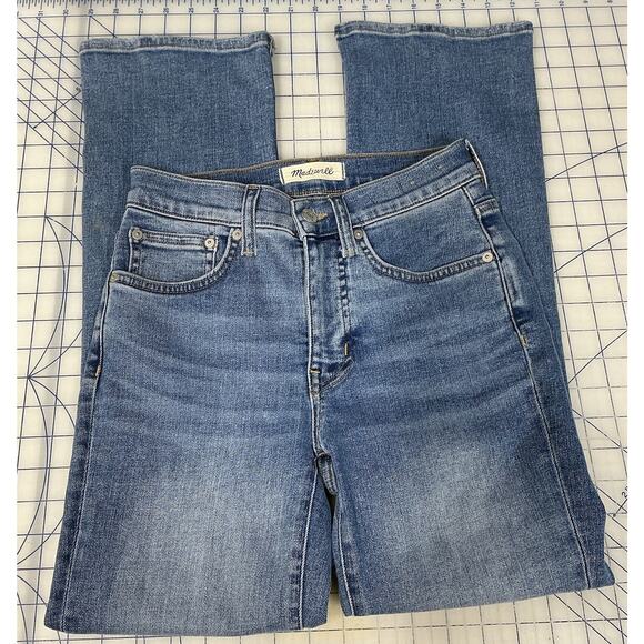Madewell Size 24 Womens Jeans Mid Rise Kick Out Stretch Light Wash‎ - Picture 1 of 15